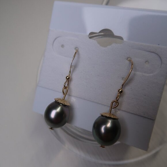 Gold Filled Tahitian Pearl Earrings - Picture 3 of 6